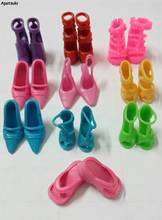 10 парт/Лот смешанные цвета аксессуары для кукол обувь для куклы Барби тапочки на каблуке сандалии сапоги лучший подарок для девочек детские игрушки 2024 - купить недорого