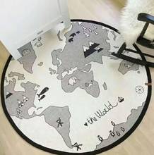 Mapa mundi educacional infantil, tapetes de algodão redondos, para bebês, crianças, brinquedos, aventuras, mapa mundi, bebês, infantil, venda imperdível 2024 - compre barato