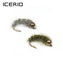 ICERIO 8 Uds., Oliva y gris Caddis Stonefly ninfas, moscas, señuelo de pesca con grúa de trucha #12 2024 - compra barato