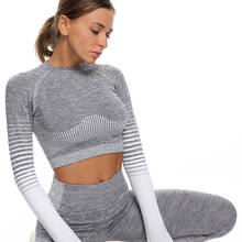 Yoga Set Seamless Women Gym Sport Suit 2pcs High Waist Leggings Running Set Long Sleeve Crop Workout Clothes For Women Wholesale 2024 - buy cheap