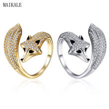 Женское регулируемое кольцо MAIKALE, открытое золотистое кольцо с фианитом и изменяемым размером, обручальное кольцо, Подарочная бижутерия 2024 - купить недорого