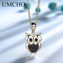 UMCHO 100% S925 Sterling Silver Necklace Romatic Cute Owl Women Pendant Necklace For Girl Elegant Jewelry 2024 - buy cheap