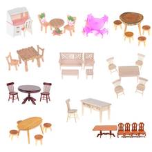 Juego de muebles en miniatura de madera y plástico para sala de estar, juguete de mesa de comedor para chico, casa de muñecas, escala 1:12, 1Set 2024 - compra barato