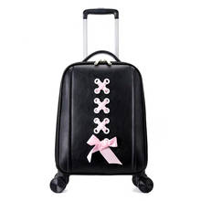 2020 New girls White bow Trolley Suitcases handbag Women Fashion black Carry On Spinner brand Rolling Luggage koffer Travel Bag 2024 - buy cheap