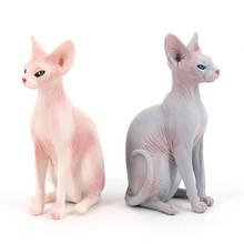 Modelo de simulação animal figura crianças brinquedos estático sólido pet hairless esfinge gato boneca ornamentos presentes para crianças 2024 - compre barato