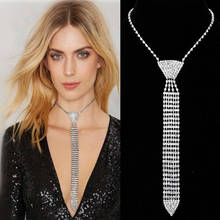 Fashionable and elegant women's crystal necktie Necklace shiny Rhinestone letter long necklace women's wedding jewelry accessori 2024 - buy cheap