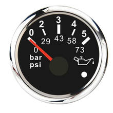 Magideal 52mm medidor de pressão óleo 0 55bar 0 773psi para o barco marinho preto 2024 - compre barato