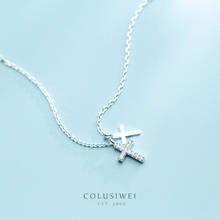 Colusiwei Genuine 925 Sterling Silver Faith Power Double Cross Chain Necklace for Women Fashion Jewelry Bijoux Lucky Girl Gifts 2024 - buy cheap