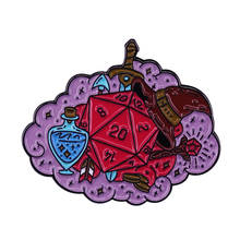 Gorgeous D20 Equipment Enamel Pin This Dice & Dungeon Master Series Badge has everything you need! Swords, arrows, gold, potion 2024 - buy cheap