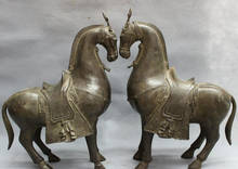 Voge gem s5533 13 "animais de bronze chinês ano zodíaco, riqueza, correndo, tang, estátua de cavalo par d0318 2024 - compre barato