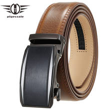 Cinturón informal de cuero genuino para hombre, hebilla automática, de lujo, negro, marrón oscuro, B418, novedad de 2021 2024 - compra barato