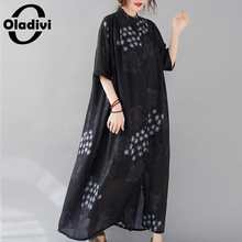 Oladivi-vestido grande feminino, peça feminina estampada, camisa longa, casual, folgada, verão 2024 - compre barato