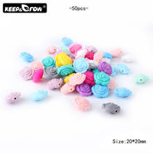 Keep&Grow 50Pcs Rose Silicone Beads Food Grade Mini Flower Baby Teething Beads Silicone Teether DIY Necklace Making Teething Toy 2024 - buy cheap