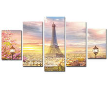 Romantic Modern Paris 5 Panel Canvas Picture Print Wall Art Canvas Painting Wall Decor for Living Room Poster No Framed 2024 - buy cheap