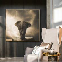 Pintura en lienzo de familia de elefantes, arte de pared, carteles e impresiones de elefantes en la montaña, imágenes de pared para decoración de sala de estar Quadro 2024 - compra barato