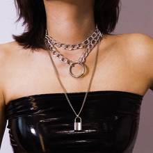 KMVEXO Gothic Lock Chain Necklace Multilayer Punk Choker Collar Goth Pendant Necklace Women Black Leather Emo Witch Rave Jewelry 2024 - buy cheap