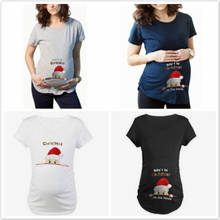 Natal roupas para grávidas verão maternidade grávida t camisas de manga curta casual camisetas gravidez roupas engraçado grávida tops 2024 - compre barato