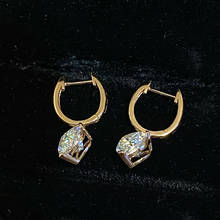 14K Au585 Yellow Gold Stud Earrings Women Wedding Anniversary Engagement Party Heart Moissanite Diamond Elegant Trendy Romantic 2024 - buy cheap