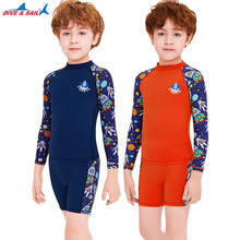 Kids Swimsuit Two Piece Rash Guard Long Sleeve Wetsuit Skin for Girls Boys Children, Sunsuit Swimwear UPF 50+ UV Sun Protection 2024 - buy cheap