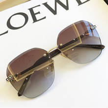 Óculos de sol sem aro marrom para mulher ombre moda tons grande marca de luxo designer uv400 polarizados para condução 2024 - compre barato