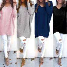 Fashion Sweater Women V Neck Long Sleeve Tunic Pullover Sweaters Casual Loose Knitted Sweater Solid Color Women's Sweater 2024 - buy cheap