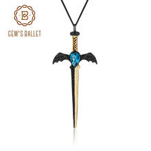 GEM'S BALLET Bat's Wing Sword Pendant 925 Sterling Silver Natural London Blue Topaz Punk Style Necklace Fine Jewelry for Women 2024 - compre barato