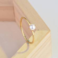 New fashion small fresh gold one mini pearl S925   jewelry women engagement wedding gift ring 2024 - buy cheap