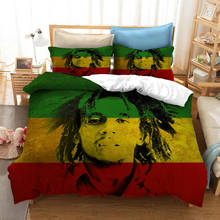 Bob marley conjunto de cama com estampa 3d, edredon e fronhas, roupa de cama com edredon (sem lençol) 2024 - compre barato