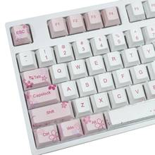 Flor de cerejeira pintura violeta ameixa 63 teclas mecânicas para teclado design original pbt sublimação keycap sakura 2024 - compre barato