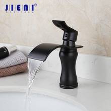 JIENI ORB Black Basin Sink Mixer Waterfall Bathroom Faucet Solid Brass Black Deck Mounted Tap Mixer Faucet Simple Design 2024 - buy cheap