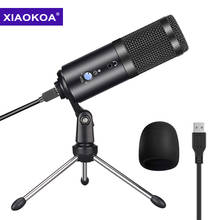 Xiaokoa microfone usb condensador para pc, computador, gravação de voz, estúdio, para youtube, skype, bate-papo, games, podcasts 2024 - compre barato
