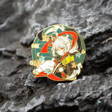 Genshin impactos kaedehara kazuha esmalte pino dos desenhos animados ronin guerreiro bonito menino medalha broche de videogame fãs crachá jóias presente 2024 - compre barato