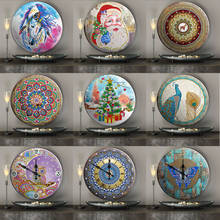 Mandala Animal Pattern Diamond Painting Clock 5D Tin Diamond Embroidery Cross Stitch Round Crystal Mosaic Christmas Decoration 2024 - buy cheap