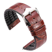 Genuine Leather With Rubber Watch Band 18 20 22mm Black Brown Men Women Waterproof Breathable Watch Strap Accessories 2024 - buy cheap