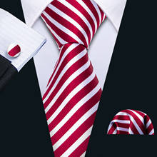 Men Tie Red Striped Necktie Gravat Handkerchief Set Silk Ties For Men Wedding Gift Party Business Barry.Wang Designer FA-5242 2024 - buy cheap