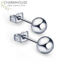 Charmhouse brincos de prata 925, feminino, 6mm, miçangas de buda, joias para casamento, presente para melhor amigo 2024 - compre barato