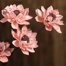 Flor de loto grande de hibisco, flor seca Natural, decoración de boda, Fiesta en casa, hecha a mano, flores artificiales secas, 85cm, 1 ud. 2024 - compra barato