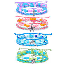 QiLuxy 3pcs Bohemian Woven Wax Thread Bracelet Sets for Girls Handmade Colorful Beads Turtle Starfish Beach Charm Bracelets 2024 - buy cheap