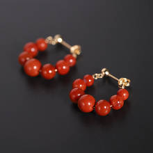 DAIMI Liangshan Southern Red Agate Earrings Female Natural 14k Gold Injection Earrings Niche Designer 2024 - buy cheap