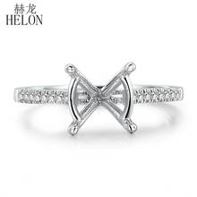 HELON-anillo redondo de oro blanco de 14 quilates para mujer, joya de oro blanco de 9mm, oro de 14K, AU585, diamante Natural genuino, medio montaje, joyería fina 2024 - compra barato