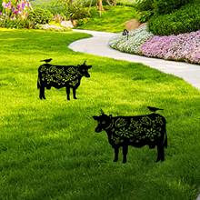 Garden Cattle Stakes Acrylic Cattle Card Insertion Weatherproof Yard Art Decorate Animal Silhouette Lawn Decorations 2024 - buy cheap