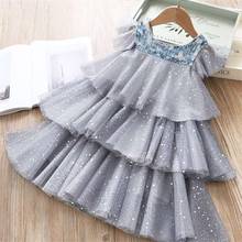 New Summer Sequined 3 Layers Girls Dress Flower Girls Wedding Evening Children Clothes Birthday Party Kids Dresses for Girls 2024 - buy cheap