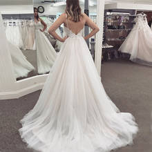 2020 New A-line Boho Wedding Dresses Spaghetti Straps Sweep Train Custom Bridal Gowns Backless White Ivory Vestidos De Noiva 2024 - buy cheap