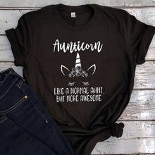 Camiseta de la tía para mujer, ropa de calle, regalo para mamá, camiseta Vintage con gráfico de Aunticorn, 2021 2024 - compra barato