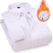 Sólida camisa masculina de manga longa, grande, de veludo, com botões, quente e grossa 2024 - compre barato