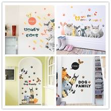 3d vivid we are happy family dog cat paw door wall stickers for kids room pet decoration wall decals mural arts poster 2024 - buy cheap