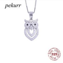 Pekurr-Collar de plata esterlina 925 para mujer, colgante de búho de ojo grande de cristal para mujer, Collar con colgantes de pájaro volador, accesorios de joyería para fiesta 2024 - compra barato