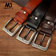 MEDYLA-Cinturón de piel auténtica para hombre, hebilla de alfiler de aleación, clásico, de lujo, de alta calidad, SM01 2024 - compra barato