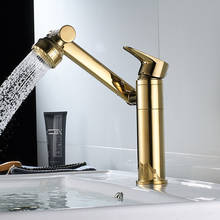 Bathroom Basin Faucets Brass Gold Sink Mixer Taps Hot & Cold Single Handle Rotatable Lavatory Water Crane Dual Mode Effluent New 2024 - buy cheap