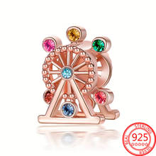 Real 925 prata esterlina bonito parque de diversões ferris roda encantos ajuste pandora pulseira colar diy jóias moda 2024 - compre barato